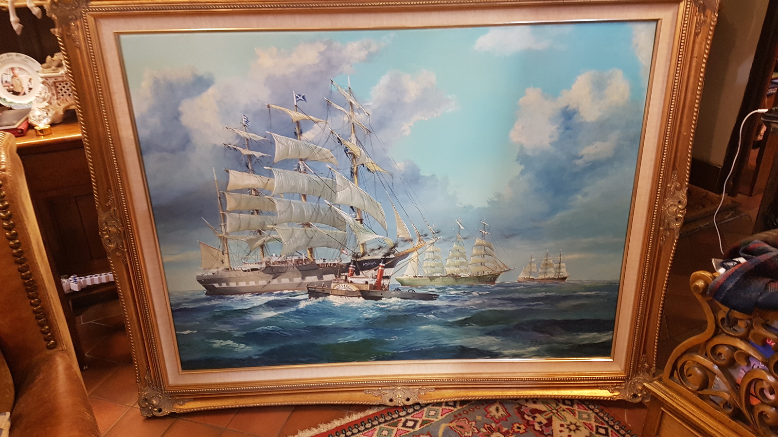 20th c. Clippers On the Open Sea, signed by P J Boville