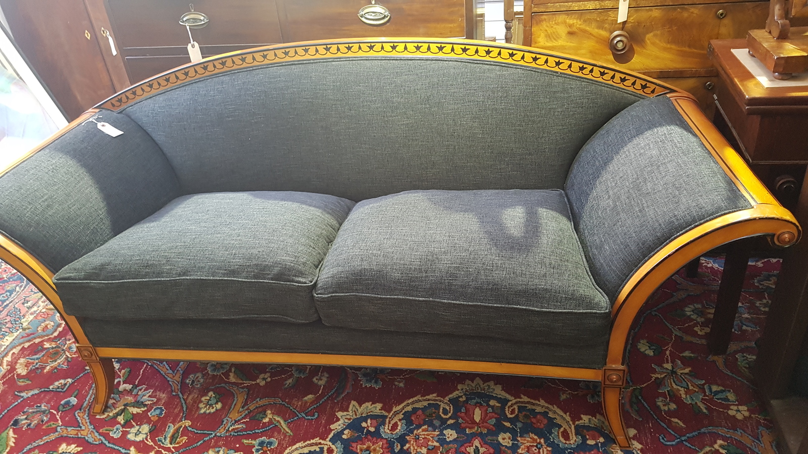 A Vintage Biedermeier Scroll End Two Seater Settee