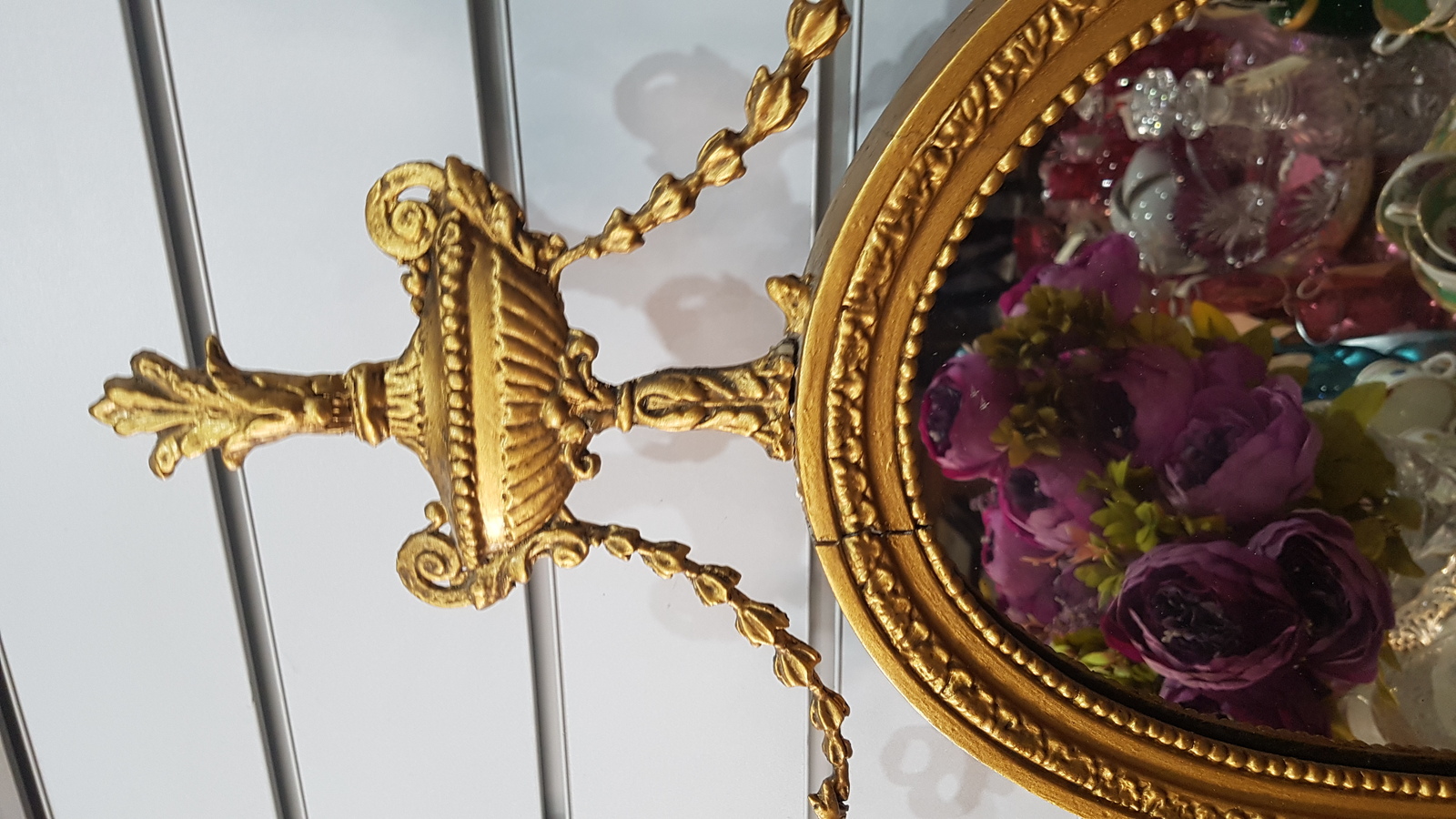 Adam Style Moulded Gilt Oval Wall Mirror