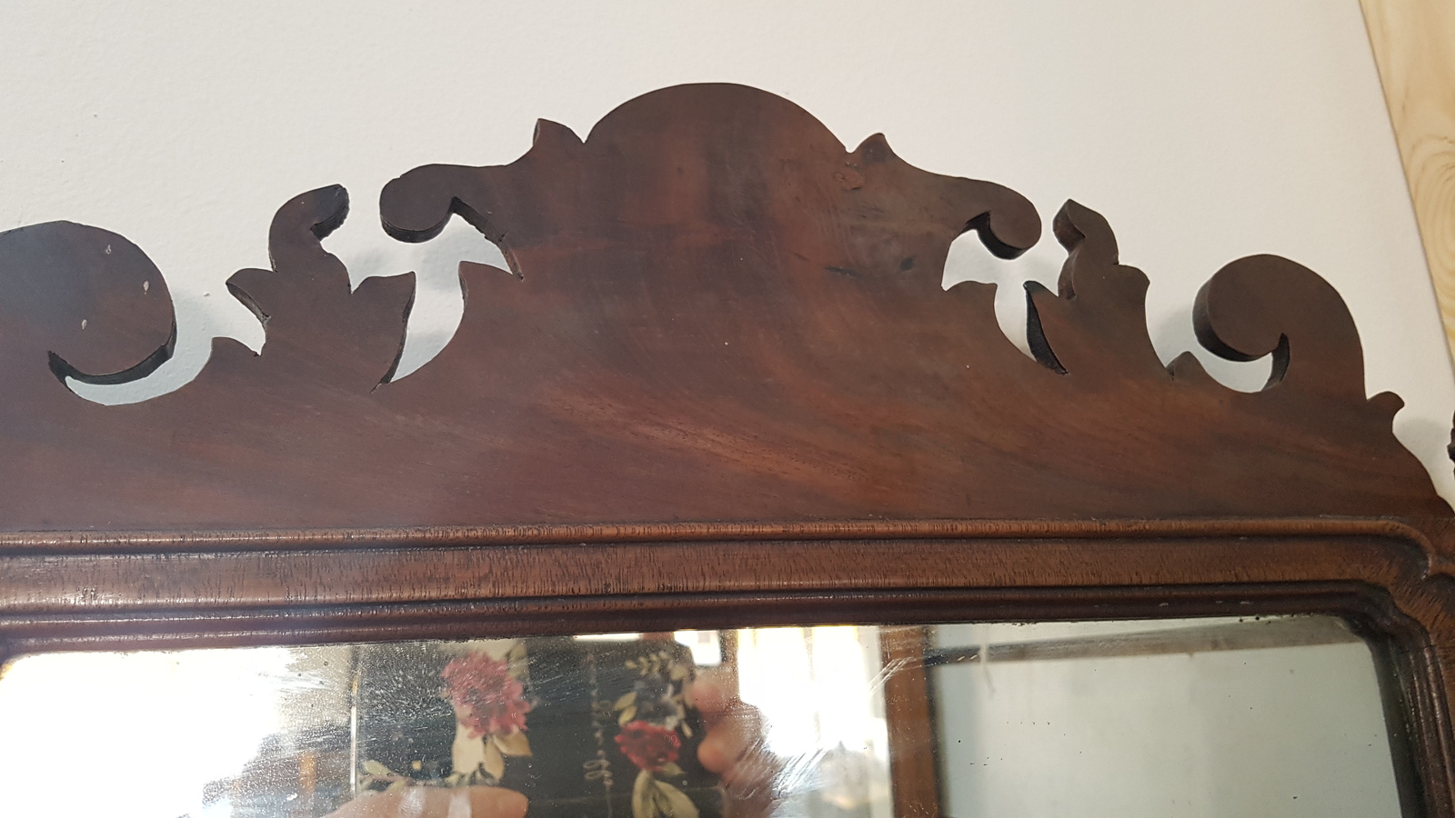 19th C. Chippendale Style Mahogany Fretwork Wall Mirror