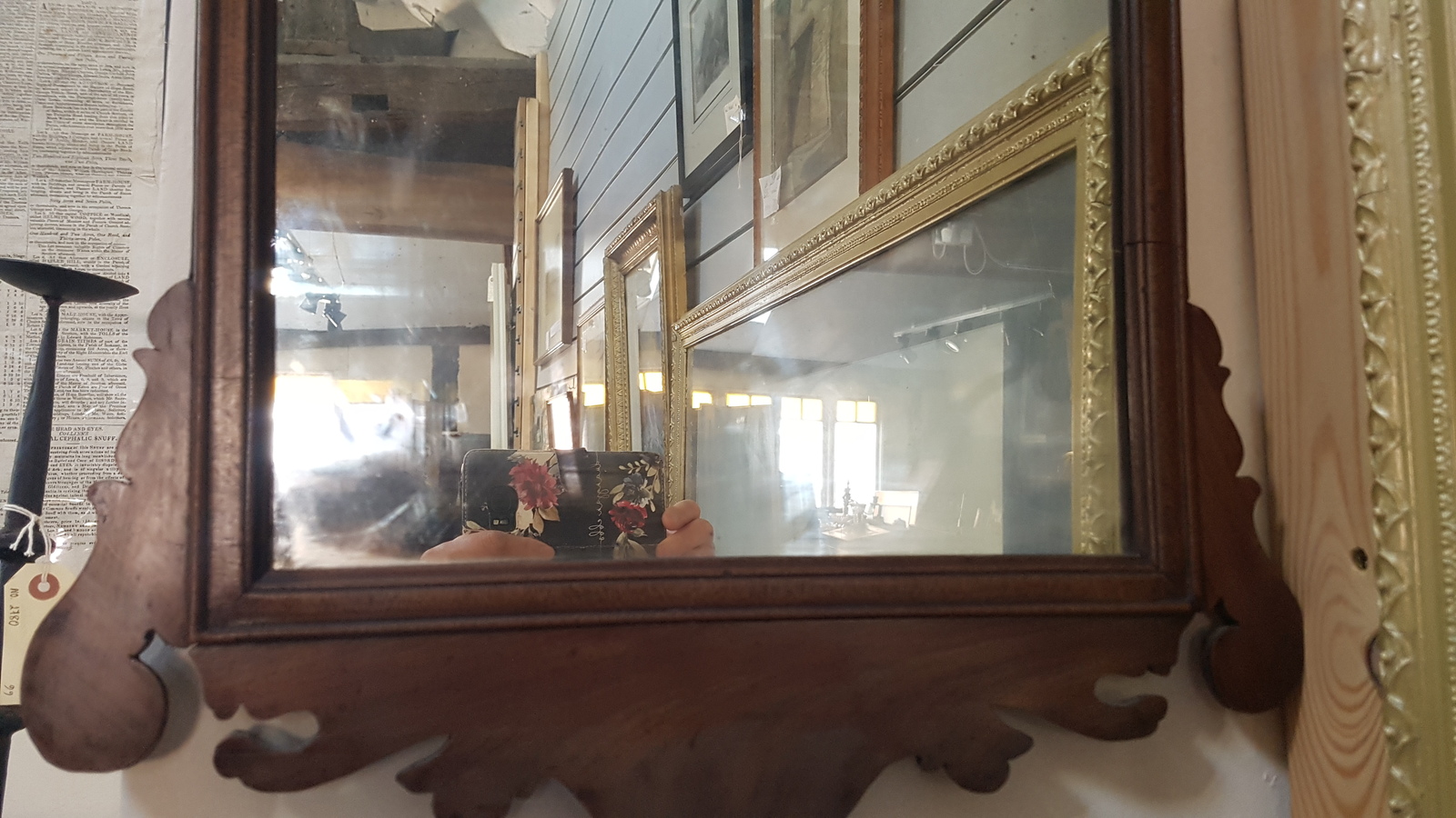 19th C. Chippendale Style Mahogany Fretwork Wall Mirror