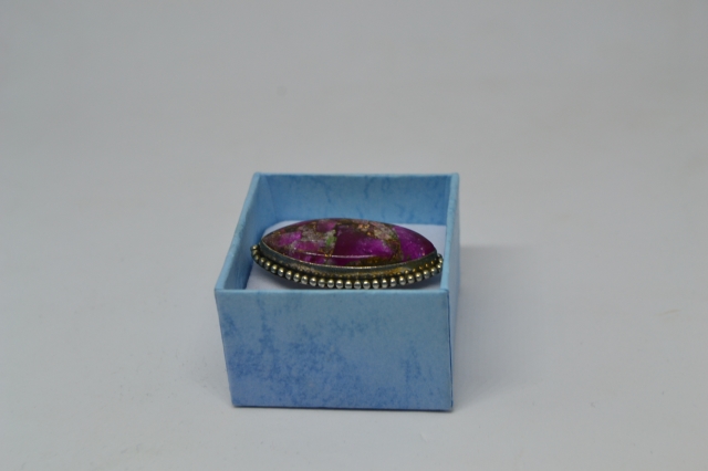 Silver Ring with Pink Copper Calcite.