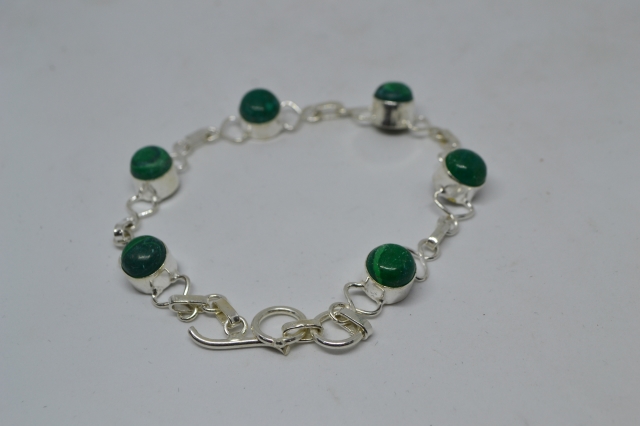 Silver 925 Bracelet with Malachite