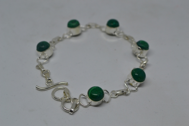 Silver 925 Bracelet with Malachite
