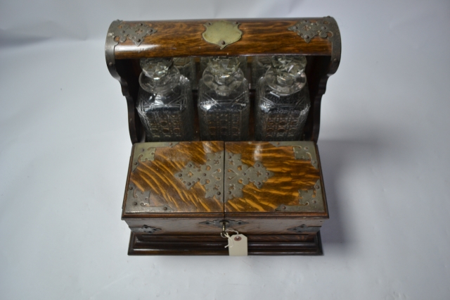 19th Century Three Bottle Tantalus with Key