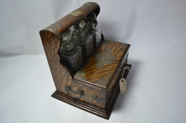 19th Century Three Bottle Tantalus with Key