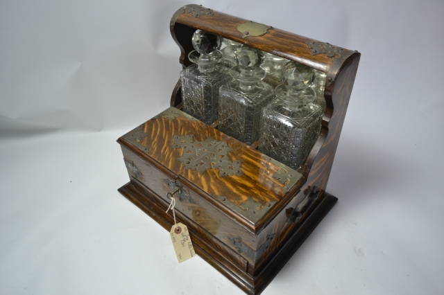 19th Century Three Bottle Tantalus with Key