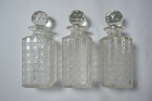 19th Century Three Bottle Tantalus with Key