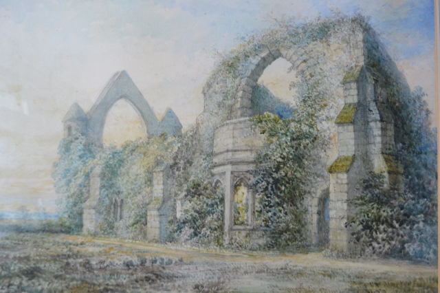 Discover Emily Haye's 1902 watercolour of Haughmond Abbey. Explore intricate details and immerse yourself in history. Shop our watercolour collection now!