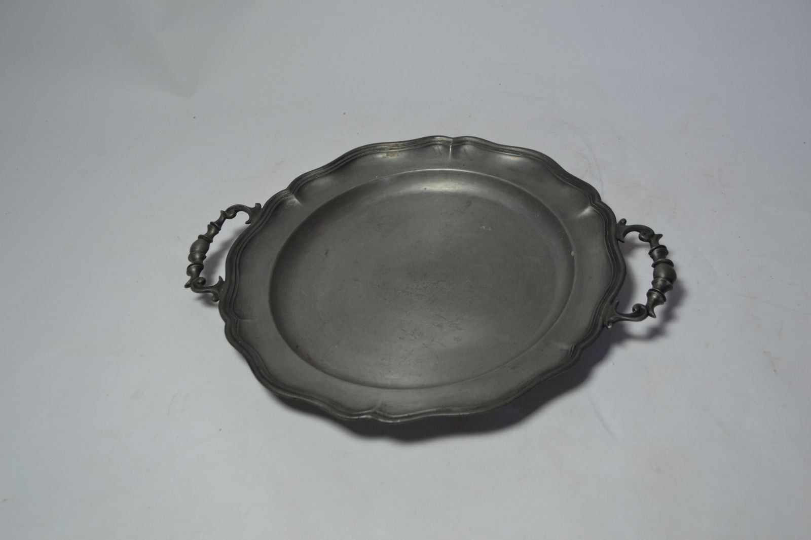 Twin handled pewter dish