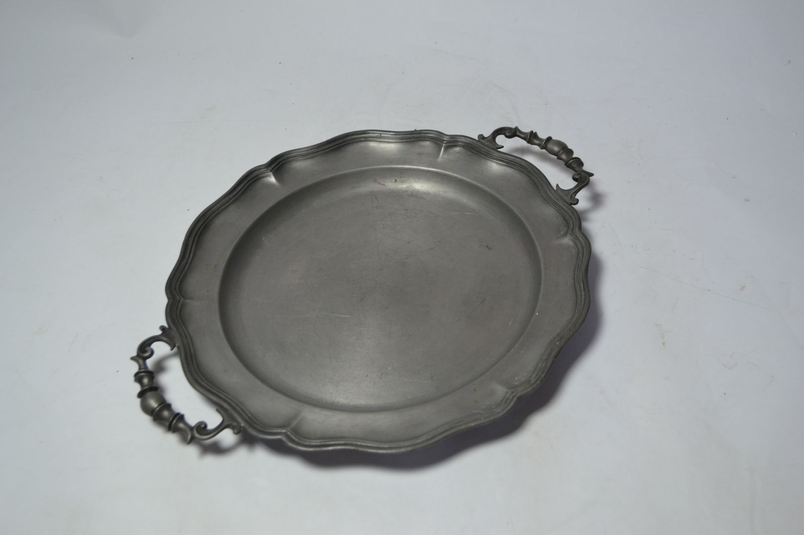 Twin handled pewter dish
